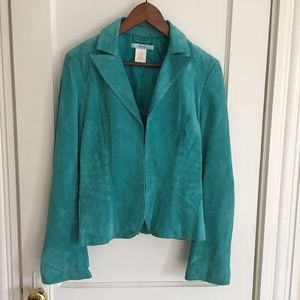 Marciano Light Turquoise Suede Leather Jacket M